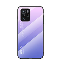 Coque Rebord Contour Silicone et Vitre Miroir Housse Etui Degrade Arc en Ciel LS1 pour Xiaomi Redmi Note 10 Pro 5G Violet Clair