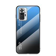 Coque Rebord Contour Silicone et Vitre Miroir Housse Etui Degrade Arc en Ciel LS1 pour Xiaomi Redmi Note 10 Pro Max Bleu