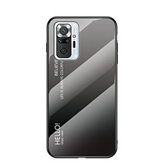 Coque Rebord Contour Silicone et Vitre Miroir Housse Etui Degrade Arc en Ciel LS1 pour Xiaomi Redmi Note 10 Pro Max Gris Fonce