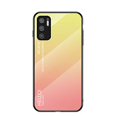 Coque Rebord Contour Silicone et Vitre Miroir Housse Etui Degrade Arc en Ciel LS1 pour Xiaomi Redmi Note 10T 5G Jaune