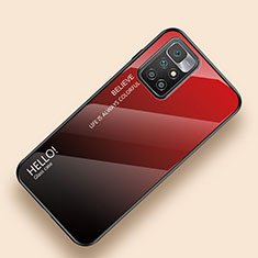 Coque Rebord Contour Silicone et Vitre Miroir Housse Etui Degrade Arc en Ciel LS1 pour Xiaomi Redmi Note 11 4G (2021) Rouge