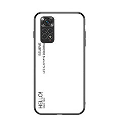 Coque Rebord Contour Silicone et Vitre Miroir Housse Etui Degrade Arc en Ciel LS1 pour Xiaomi Redmi Note 11 4G (2022) Blanc