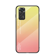 Coque Rebord Contour Silicone et Vitre Miroir Housse Etui Degrade Arc en Ciel LS1 pour Xiaomi Redmi Note 11 4G (2022) Jaune