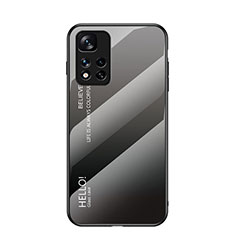 Coque Rebord Contour Silicone et Vitre Miroir Housse Etui Degrade Arc en Ciel LS1 pour Xiaomi Redmi Note 11 Pro+ Plus 5G Gris Fonce