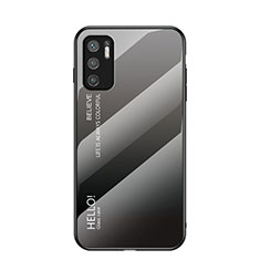 Coque Rebord Contour Silicone et Vitre Miroir Housse Etui Degrade Arc en Ciel LS1 pour Xiaomi Redmi Note 11 SE 5G Gris Fonce