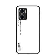 Coque Rebord Contour Silicone et Vitre Miroir Housse Etui Degrade Arc en Ciel LS1 pour Xiaomi Redmi Note 11E 5G Blanc