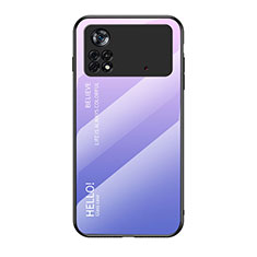 Coque Rebord Contour Silicone et Vitre Miroir Housse Etui Degrade Arc en Ciel LS1 pour Xiaomi Redmi Note 11E Pro 5G Violet Clair