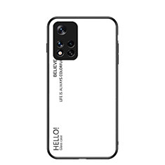 Coque Rebord Contour Silicone et Vitre Miroir Housse Etui Degrade Arc en Ciel LS1 pour Xiaomi Redmi Note 11S 5G Blanc