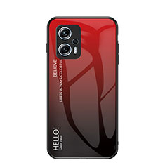 Coque Rebord Contour Silicone et Vitre Miroir Housse Etui Degrade Arc en Ciel LS1 pour Xiaomi Redmi Note 11T Pro 5G Rouge