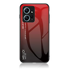 Coque Rebord Contour Silicone et Vitre Miroir Housse Etui Degrade Arc en Ciel LS1 pour Xiaomi Redmi Note 12 4G Rouge