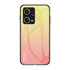 Coque Rebord Contour Silicone et Vitre Miroir Housse Etui Degrade Arc en Ciel LS1 pour Xiaomi Redmi Note 12 Pro 5G Jaune