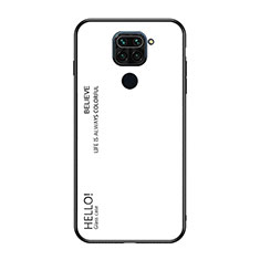 Coque Rebord Contour Silicone et Vitre Miroir Housse Etui Degrade Arc en Ciel LS1 pour Xiaomi Redmi Note 9 Blanc