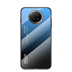 Coque Rebord Contour Silicone et Vitre Miroir Housse Etui Degrade Arc en Ciel LS1 pour Xiaomi Redmi Note 9T 5G Bleu
