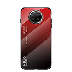 Coque Rebord Contour Silicone et Vitre Miroir Housse Etui Degrade Arc en Ciel LS1 pour Xiaomi Redmi Note 9T 5G Rouge