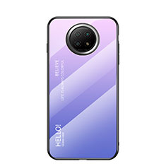Coque Rebord Contour Silicone et Vitre Miroir Housse Etui Degrade Arc en Ciel LS1 pour Xiaomi Redmi Note 9T 5G Violet Clair