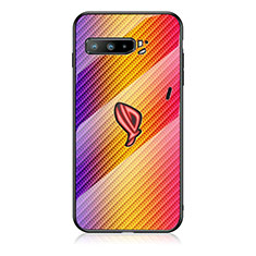 Coque Rebord Contour Silicone et Vitre Miroir Housse Etui Degrade Arc en Ciel LS2 pour Asus ROG Phone 3 Orange