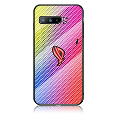 Coque Rebord Contour Silicone et Vitre Miroir Housse Etui Degrade Arc en Ciel LS2 pour Asus ROG Phone 3 Strix ZS661KS Rose