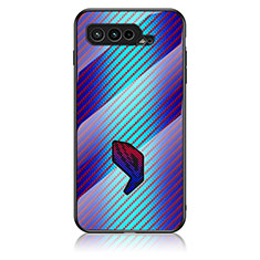 Coque Rebord Contour Silicone et Vitre Miroir Housse Etui Degrade Arc en Ciel LS2 pour Asus ROG Phone 5 Pro Bleu