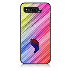 Coque Rebord Contour Silicone et Vitre Miroir Housse Etui Degrade Arc en Ciel LS2 pour Asus ROG Phone 5 Pro Orange