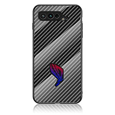 Coque Rebord Contour Silicone et Vitre Miroir Housse Etui Degrade Arc en Ciel LS2 pour Asus ROG Phone 5 Ultimate Noir