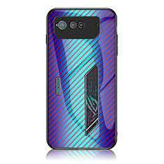 Coque Rebord Contour Silicone et Vitre Miroir Housse Etui Degrade Arc en Ciel LS2 pour Asus ROG Phone 6 Bleu