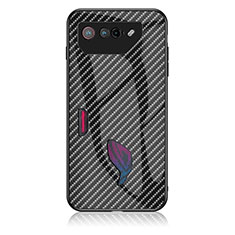 Coque Rebord Contour Silicone et Vitre Miroir Housse Etui Degrade Arc en Ciel LS2 pour Asus ROG Phone 7 Noir