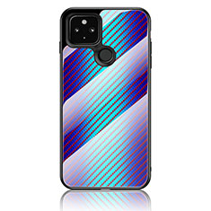 Coque Rebord Contour Silicone et Vitre Miroir Housse Etui Degrade Arc en Ciel LS2 pour Google Pixel 4a 5G Bleu