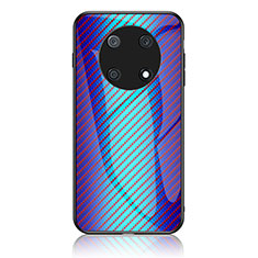 Coque Rebord Contour Silicone et Vitre Miroir Housse Etui Degrade Arc en Ciel LS2 pour Huawei Enjoy 50 Pro Bleu