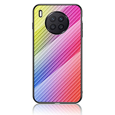 Coque Rebord Contour Silicone et Vitre Miroir Housse Etui Degrade Arc en Ciel LS2 pour Huawei Honor 50 Lite Rose