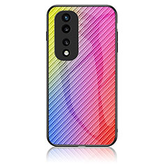 Coque Rebord Contour Silicone et Vitre Miroir Housse Etui Degrade Arc en Ciel LS2 pour Huawei Honor 70 Pro 5G Rose