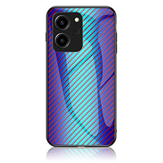 Coque Rebord Contour Silicone et Vitre Miroir Housse Etui Degrade Arc en Ciel LS2 pour Huawei Honor 80 SE 5G Bleu