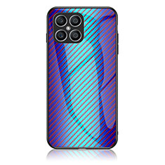 Coque Rebord Contour Silicone et Vitre Miroir Housse Etui Degrade Arc en Ciel LS2 pour Huawei Honor X8 4G Bleu