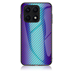 Coque Rebord Contour Silicone et Vitre Miroir Housse Etui Degrade Arc en Ciel LS2 pour Huawei Honor X8a 4G Bleu