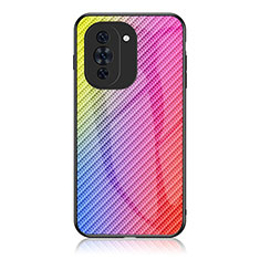 Coque Rebord Contour Silicone et Vitre Miroir Housse Etui Degrade Arc en Ciel LS2 pour Huawei Nova 10 Pro Rose