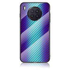 Coque Rebord Contour Silicone et Vitre Miroir Housse Etui Degrade Arc en Ciel LS2 pour Huawei Nova 8i Bleu