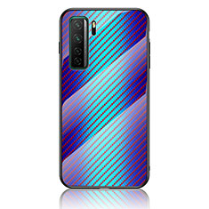 Coque Rebord Contour Silicone et Vitre Miroir Housse Etui Degrade Arc en Ciel LS2 pour Huawei P40 Lite 5G Bleu