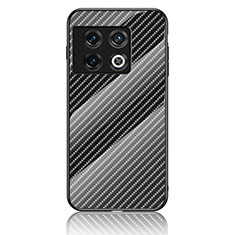 Coque Rebord Contour Silicone et Vitre Miroir Housse Etui Degrade Arc en Ciel LS2 pour OnePlus 10 Pro 5G Noir