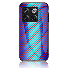 Coque Rebord Contour Silicone et Vitre Miroir Housse Etui Degrade Arc en Ciel LS2 pour OnePlus Ace Pro 5G Bleu