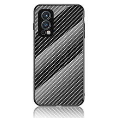 Coque Rebord Contour Silicone et Vitre Miroir Housse Etui Degrade Arc en Ciel LS2 pour OnePlus Nord 2 5G Noir