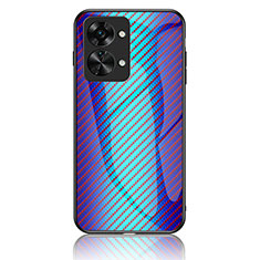 Coque Rebord Contour Silicone et Vitre Miroir Housse Etui Degrade Arc en Ciel LS2 pour OnePlus Nord 2T 5G Bleu