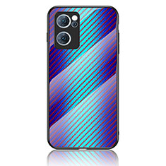 Coque Rebord Contour Silicone et Vitre Miroir Housse Etui Degrade Arc en Ciel LS2 pour OnePlus Nord CE 2 5G Bleu