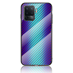 Coque Rebord Contour Silicone et Vitre Miroir Housse Etui Degrade Arc en Ciel LS2 pour Oppo A94 4G Bleu