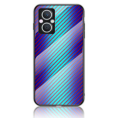 Coque Rebord Contour Silicone et Vitre Miroir Housse Etui Degrade Arc en Ciel LS2 pour Oppo A96 5G Bleu