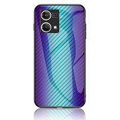 Coque Rebord Contour Silicone et Vitre Miroir Housse Etui Degrade Arc en Ciel LS2 pour Oppo F21 Pro 4G Bleu