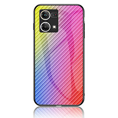 Coque Rebord Contour Silicone et Vitre Miroir Housse Etui Degrade Arc en Ciel LS2 pour Oppo F21s Pro 4G Rose