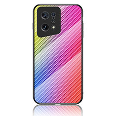 Coque Rebord Contour Silicone et Vitre Miroir Housse Etui Degrade Arc en Ciel LS2 pour Oppo Find X5 5G Rose