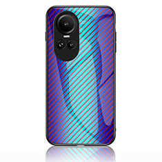 Coque Rebord Contour Silicone et Vitre Miroir Housse Etui Degrade Arc en Ciel LS2 pour Oppo Reno10 5G Bleu