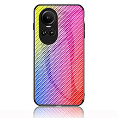 Coque Rebord Contour Silicone et Vitre Miroir Housse Etui Degrade Arc en Ciel LS2 pour Oppo Reno10 Pro 5G Rose