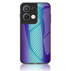 Coque Rebord Contour Silicone et Vitre Miroir Housse Etui Degrade Arc en Ciel LS2 pour Oppo Reno8 Pro 5G Bleu