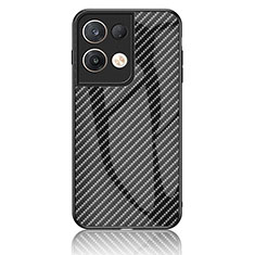 Coque Rebord Contour Silicone et Vitre Miroir Housse Etui Degrade Arc en Ciel LS2 pour Oppo Reno8 Pro 5G Noir